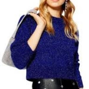 Topshop Blue Tinsel Sweater, croptop, Size 4 US